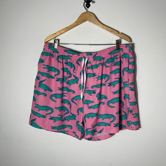 Mens Chubbies Classic The Glades Swim Trunks Pink Alligator 5.5 inseam Size 3X - Picture 2 of 3